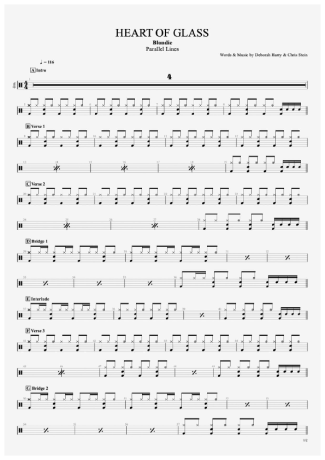 Heart of Glass - Blondie - Full Drum Transcription / Drum Sheet Music - AriaMus.com