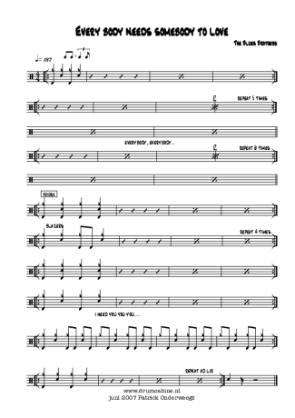 Everybody Needs Somebody to Love - The Blues Brothers - Drum Sheet ...