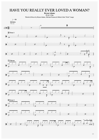 Have You Really Ever Loved a Woman? - Bryan Adams - Drum Sheet Music ...