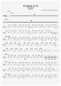 Summer of '69 - Bryan Adams - Full Drum Transcription / Drum Sheet Music - AriaMus.com