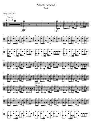 Machinehead - Bush - Drum Sheet Music - AriaMus.com – DrumSetSheetMusic
