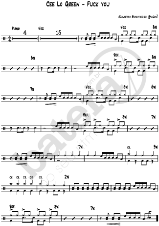 Forget You - Cee Lo Green - Full Drum Transcription / Drum Sheet Music - AriaMus.com
