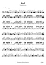 Bad Michael Jackson Full Drum Transcription / Drum Sheet Music COPYDRUM