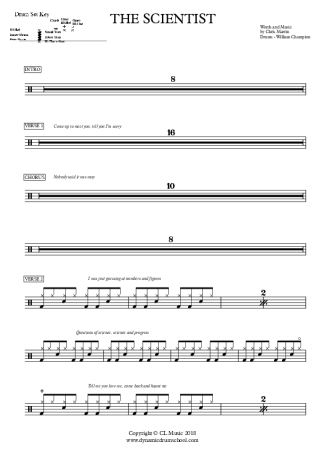 The Scientist - Coldplay - Full Drum Transcription / Drum Sheet Music - AriaMus.com