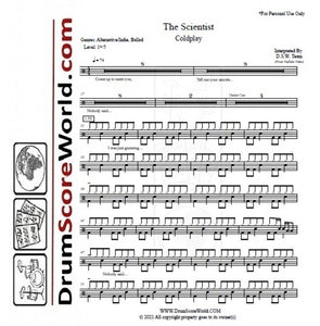 The Scientist - Coldplay - Full Drum Transcription / Drum Sheet Music - DrumScoreWorld.com