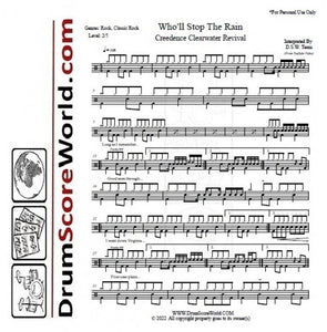 Who'll Stop the Rain - Creedence Clearwater Revival (CCR) - Full Drum Transcription / Drum Sheet Music - DrumScoreWorld.com