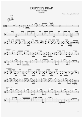 Freddie's Dead - Curtis Mayfield - Full Drum Transcription / Drum Sheet Music - AriaMus.com