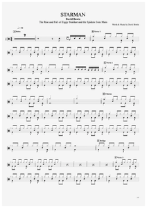 Starman - David Bowie - Full Drum Transcription / Drum Sheet Music - AriaMus.com