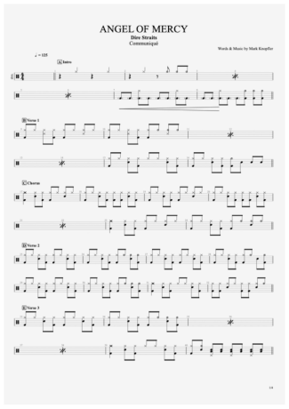 Angel of Mercy - Dire Straits - Full Drum Transcription / Drum Sheet Music - AriaMus.com