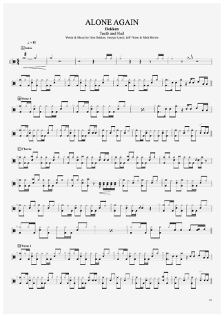 Alone Again - Dokken - Full Drum Transcription / Drum Sheet Music - AriaMus.com