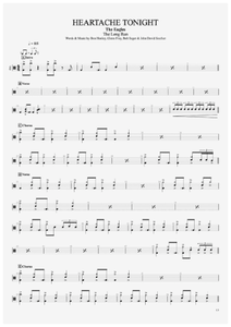 Heartache Tonight - Eagles - Full Drum Transcription / Drum Sheet Music - AriaMus.com