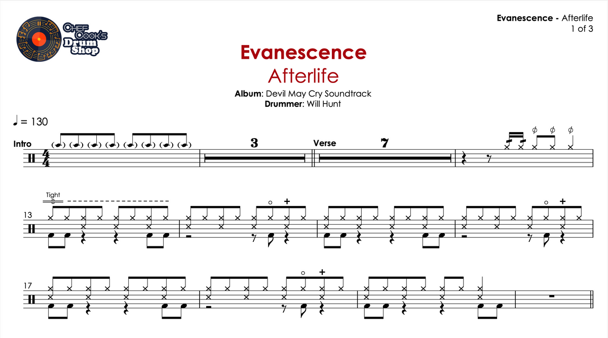 Afterlife (from Devil May Cry) - Evanescence - Drum Sheet Music - Chef ...