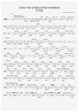 Have You Ever Loved a Woman - Eric Clapton - Drum Sheet Music - AriaMus ...