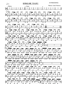 Bring Me to Life - Evanescence - Full Drum Transcription / Drum Sheet Music - AriaMus.com