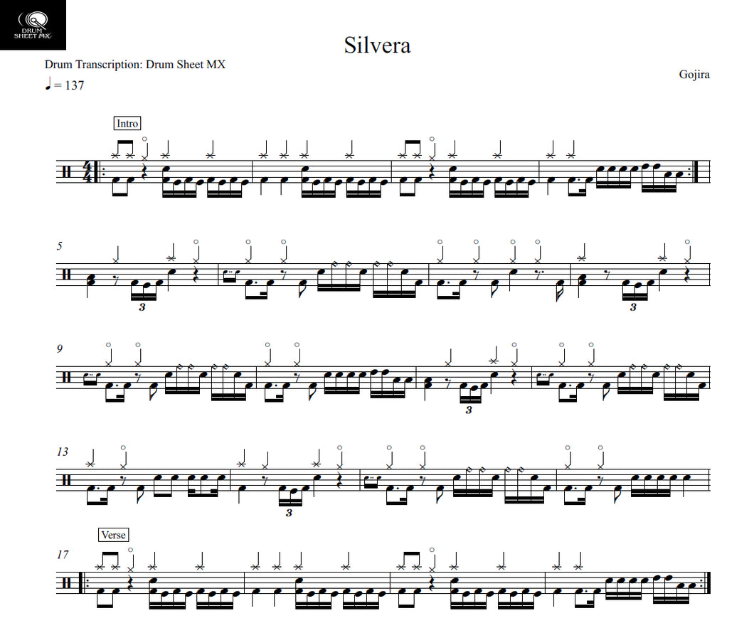 gojira the art of dying drum sheet music