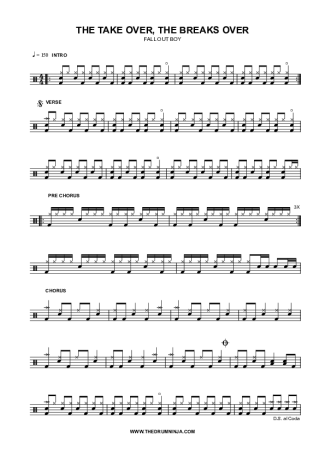The Take Over, the Breaks Over - Fall Out Boy - Full Drum Transcription / Drum Sheet Music - AriaMus.com