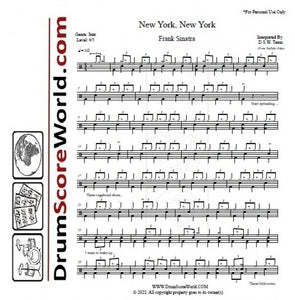 Theme from New York, New York - Frank Sinatra - Full Drum Transcription / Drum Sheet Music - DrumScoreWorld.com