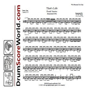 That's Life - Frank Sinatra - Full Drum Transcription / Drum Sheet Music - DrumScoreWorld.com