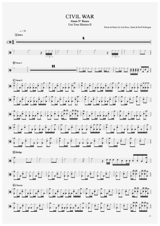Civil War - Guns N' Roses - Full Drum Transcription / Drum Sheet Music - AriaMus.com