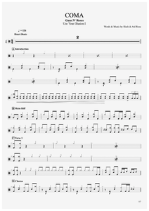 Coma - Guns N' Roses - Full Drum Transcription / Drum Sheet Music - AriaMus.com