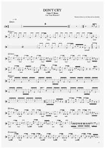Don't Cry - Guns N' Roses - Full Drum Transcription / Drum Sheet Music - AriaMus.com
