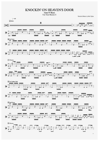Knockin' on Heaven's Door - Guns N' Roses - Full Drum Transcription / Drum Sheet Music - AriaMus.com