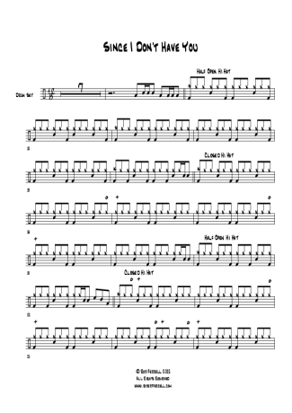 Since I Don't Have You - Guns N' Roses - Full Drum Transcription / Drum Sheet Music - AriaMus.com