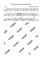 I Wanna Dance with Somebody (Who Loves Me) Whitney Houston Full Drum Transcription / Drum Sheet Music KiwiDrums