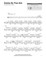 Come As You Are Nirvana Full Drum Transcription / Drum Sheet Music SheetMusicDirect DT