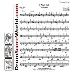 I Want Out - Helloween - Full Drum Transcription / Drum Sheet Music - DrumScoreWorld.com