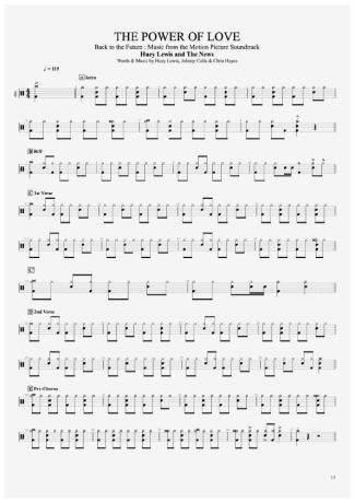 The Power of Love - Huey Lewis and the News - Full Drum Transcription / Drum Sheet Music - AriaMus.com