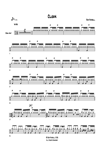 Clean - Incubus - Full Drum Transcription / Drum Sheet Music - AriaMus.com