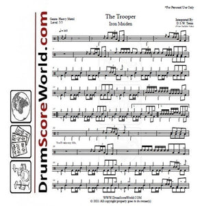 The Trooper - Iron Maiden - Full Drum Transcription / Drum Sheet Music - DrumScoreWorld.com