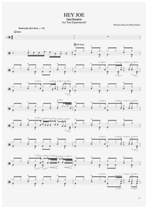 Hey Joe - The Jimi Hendrix Experience - Full Drum Transcription / Drum Sheet Music - AriaMus.com