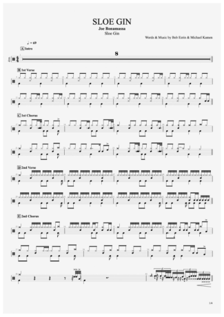 Sloe Gin - Joe Bonamassa - Drum Sheet Music - AriaMus.com ...