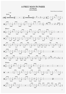 Free Man in Paris - Joni Mitchell - Full Drum Transcription / Drum Sheet Music - AriaMus.com