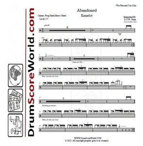 Abandoned - Kamelot - Full Drum Transcription / Drum Sheet Music - DrumScoreWorld.com