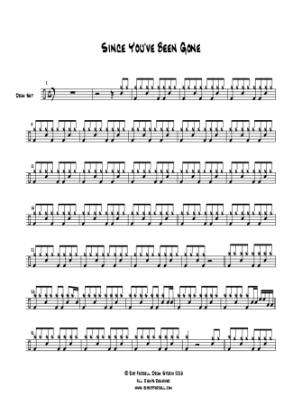 Since U Been Gone - Kelly Clarkson - Drum Sheet Music - AriaMus.com ...