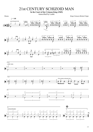 21st Century Schizoid Man - King Crimson - Drum Sheet Music - AriaMus ...