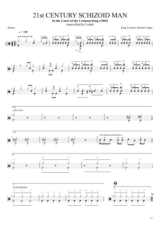 21st Century Schizoid Man - King Crimson - Full Drum Transcription / Drum Sheet Music - AriaMus.com