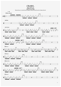 Crawl - Kings of Leon - Full Drum Transcription / Drum Sheet Music - AriaMus.com