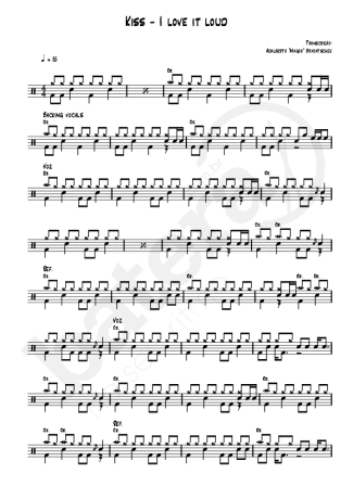 I Love It Loud - Kiss - Full Drum Transcription / Drum Sheet Music - AriaMus.com