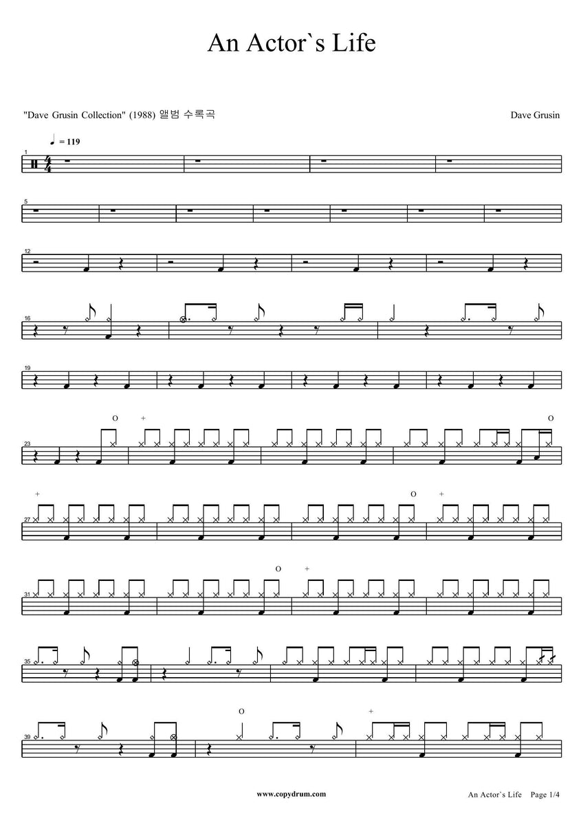 An Actor's Life (Main Title) - Dave Grusin - Drum Sheet Music ...