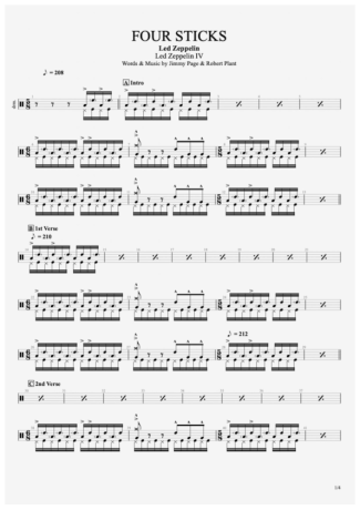 Four Sticks - Led Zeppelin - Drum Sheet Music - AriaMus.com