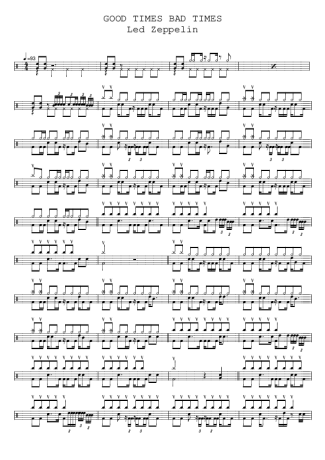 Good Times Bad Times - Led Zeppelin - Drum Sheet Music - AriaMus.com ...