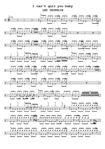 I Can't Quit You Baby - Led Zeppelin - Full Drum Transcription / Drum Sheet Music - AriaMus.com