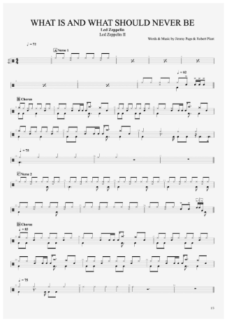 What Is and What Should Never Be - Led Zeppelin - Full Drum Transcription / Drum Sheet Music - AriaMus.com