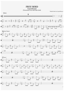 Free Bird - Lynyrd Skynyrd - Full Drum Transcription / Drum Sheet Music - AriaMus.com