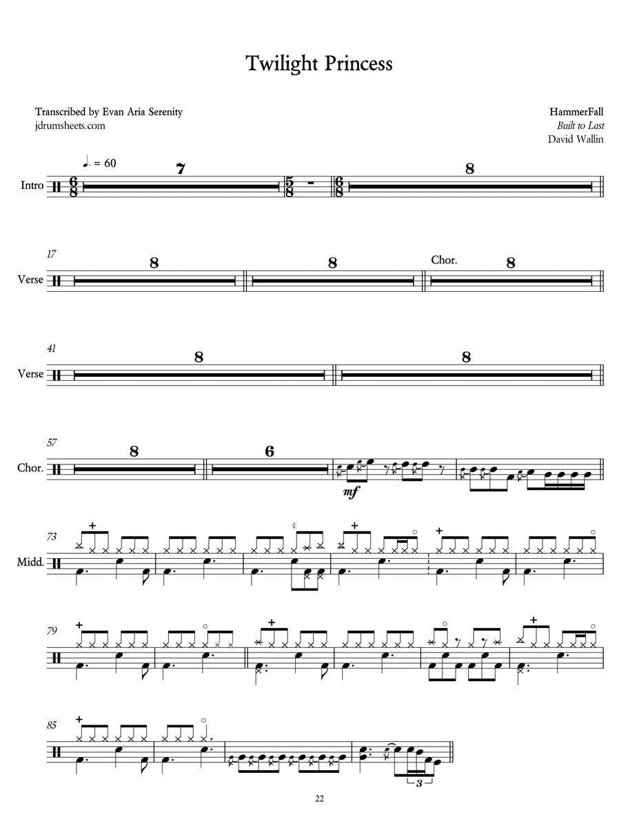 Twilight Princess - Hammerfall - Drum Sheet Music - Jaslow Drum Sheets ...