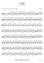 I Will The Beatles (Cover by Bobit) Full Drum Transcription / Drum Sheet Music COPYDRUM